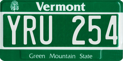 VT license plate YRU254