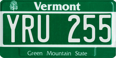 VT license plate YRU255