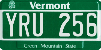 VT license plate YRU256