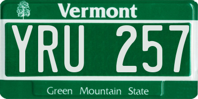 VT license plate YRU257