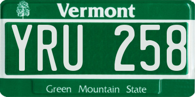 VT license plate YRU258