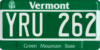 VT license plate YRU262