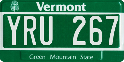 VT license plate YRU267