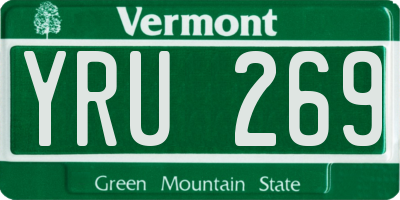 VT license plate YRU269