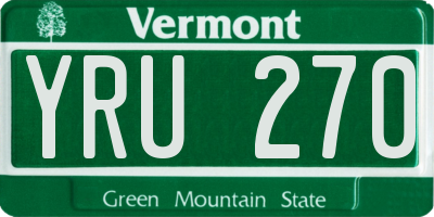 VT license plate YRU270