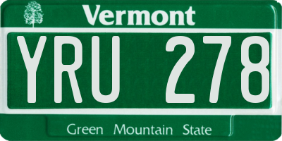 VT license plate YRU278