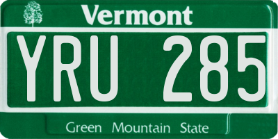 VT license plate YRU285