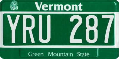 VT license plate YRU287