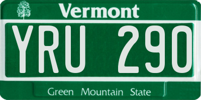 VT license plate YRU290