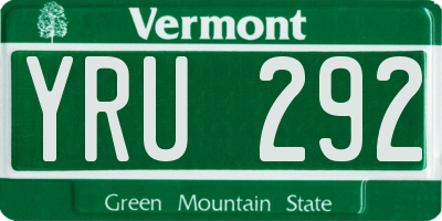 VT license plate YRU292
