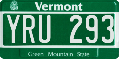 VT license plate YRU293
