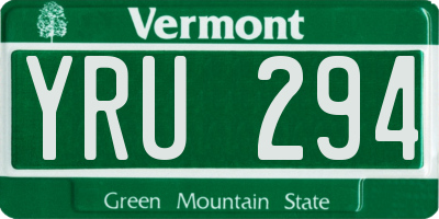 VT license plate YRU294