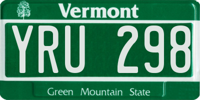 VT license plate YRU298