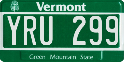 VT license plate YRU299