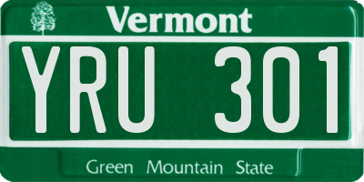 VT license plate YRU301