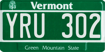VT license plate YRU302