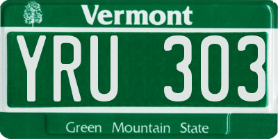 VT license plate YRU303