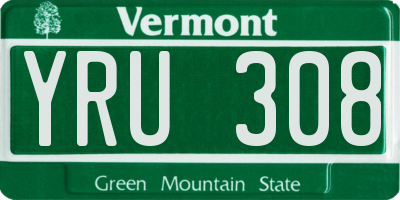 VT license plate YRU308