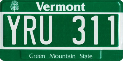 VT license plate YRU311