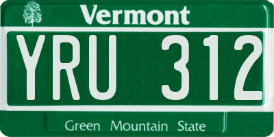 VT license plate YRU312