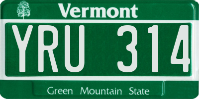 VT license plate YRU314