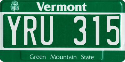 VT license plate YRU315