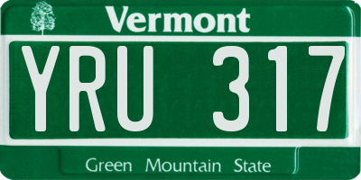 VT license plate YRU317