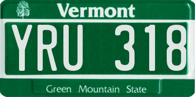 VT license plate YRU318