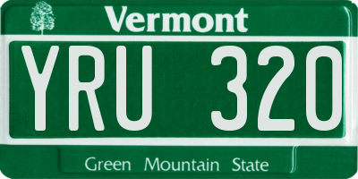 VT license plate YRU320