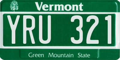 VT license plate YRU321
