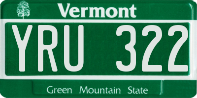 VT license plate YRU322