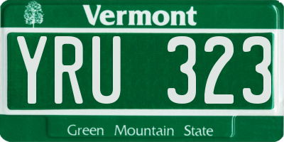 VT license plate YRU323