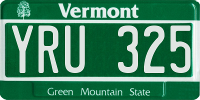 VT license plate YRU325