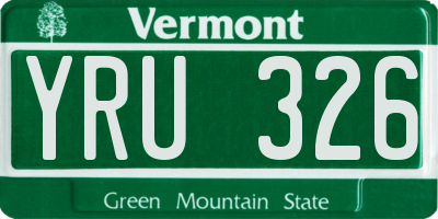 VT license plate YRU326