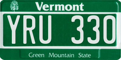 VT license plate YRU330