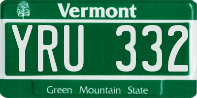 VT license plate YRU332