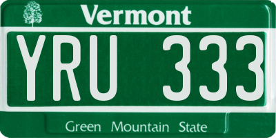VT license plate YRU333