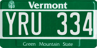 VT license plate YRU334