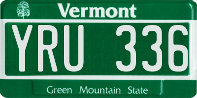 VT license plate YRU336