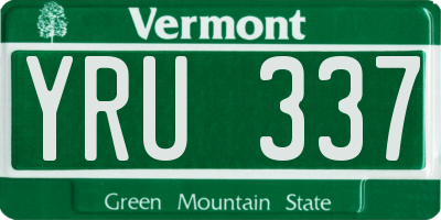 VT license plate YRU337