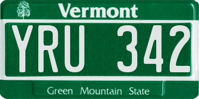 VT license plate YRU342