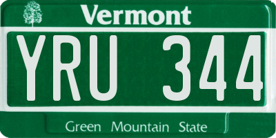 VT license plate YRU344