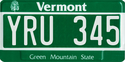 VT license plate YRU345