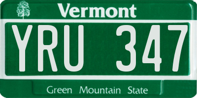 VT license plate YRU347