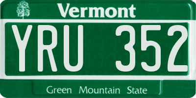 VT license plate YRU352