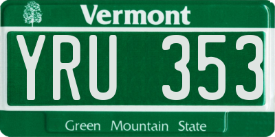 VT license plate YRU353
