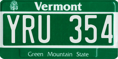 VT license plate YRU354