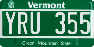 VT license plate YRU355