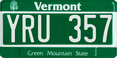 VT license plate YRU357