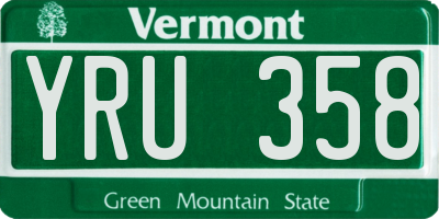 VT license plate YRU358